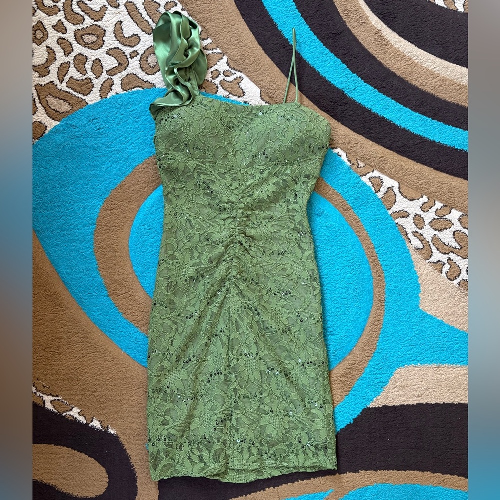 Jump Apparel by Wendye Chaitin Olive Lace Sequin Mini Dress
